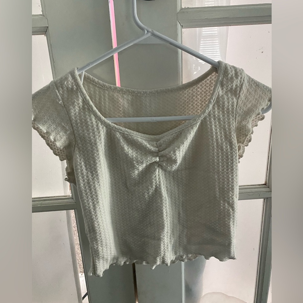 White ruffle top (XS Adult, L kids)